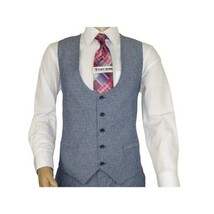Men 3pc European Vested Suit WESSI JVALINTIN Slim Fit JV22 Sky Blue One Button image 7