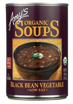 Amy&#39;s Organic Low Fat Black Bean Soup, 14.5 oz Can, Case of 12 vegan - £62.11 GBP