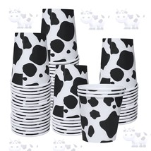 100 Pieces Cow Cup Disposable Paper Milk Cups 9 Oz Western Cowboy Print Theme Py - £24.74 GBP