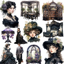 12PCS Victorian Gothic Girl Stickers Fantasy Fashion Scrapbooking Journal DIY - £7.00 GBP