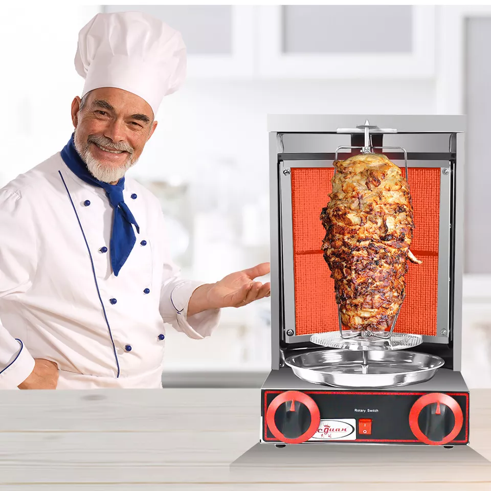 Shawarma Doner Kebab Machine BBQ Grill LPG Gas Meat Rotating Rotisserie ... - $185.00