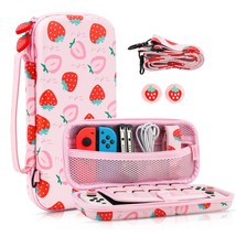 Carrying Case For Nintendo Switch And Switch Oled Accessories, Pink Strawberry T - £32.20 GBP