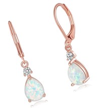 Leverback Opal Dangle Drop Earrings For Women Girls - £39.81 GBP