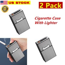 2X Cigarette Case Lighter Flameless Tobacco Box Holder Waterproof Rechargeable - £12.42 GBP