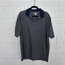 Vintage Jos J Oliver Polo Shirt 1/4 Zip Mens XL Vertical Stripe  - $19.59