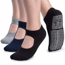 Non Slip Grip Yoga Socks For Women With Cushion For Pilates, Barre, Dance - £23.52 GBP