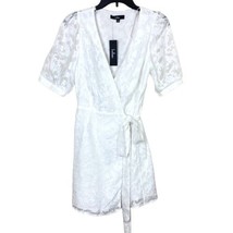 New Lulus Women&#39;s Size Small Lace Short Sleeve Mini Wrap Dress Tied Waist - £31.03 GBP