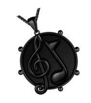 Round Coin Musical Note Necklaces 18K Gun Plated - $47.83