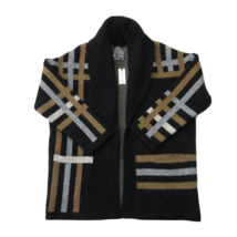NWT Anthropologie Ferna Plaid in Black Knit Wool Blend Cardigan Sweater Coat S - £87.26 GBP