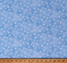 Cotton Snowflakes Winter Holidays Landscape Blue Fabric Print by Yard D404.13 - £9.70 GBP