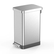 13.2 Gallon Trash Can, Stainless Steel Step On Slim Kitchen Trash Can - £53.85 GBP