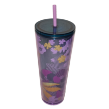 2022 Starbucks Purple Floral Wave Venti Tumbler with Purple Straw - New - €14,92 EUR