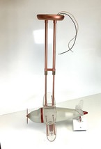 Vtg Airplane Art Deco Ceiling Pendant Light Frosted Glass Acrylic Coppertone - £183.05 GBP