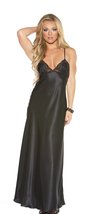 Shirley of Hollywood Women&#39;s Charmeuse and Lace Long Gown, Black, Large - £45.33 GBP