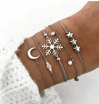 Multi Layer Bracelet "Snowflake Moon Stars" - £7.53 GBP