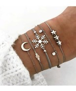 Multi Layer Bracelet &quot;Snowflake Moon Stars&quot; - £7.80 GBP