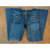 Rock Republic Women Flare Jeans Blue Denim Button Fly Distressed Pockets... - $501.53 MXN