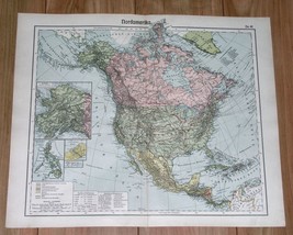 1905 Original Antique Map Of North America United States Canada Caribb EAN - £20.39 GBP
