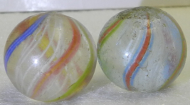 #18574m Vintage Pair of Rough German Handmade Marbles .67 Inches - £17.39 GBP