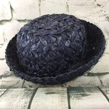 Vintage 1950’s Lazarus Dowa Ladies Hat Sz 23 Navy Blue Woven Straw  - $29.69