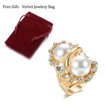 Vintage Jewelry New Baroque Big Pearl Ring Fashion Gold Color Punk Rock Party Ri - £7.05 GBP