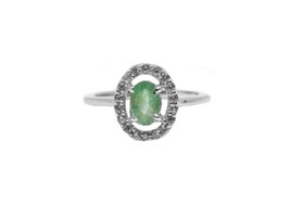 Emerald Birthstone Ring Silver Emerald Solitaire Engagement Ring May Birthstone - £34.03 GBP