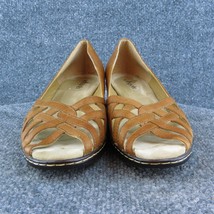 Softspots  Women Peep Toe Heel Shoes Brown Leather Size 7.5 Medium - £18.77 GBP