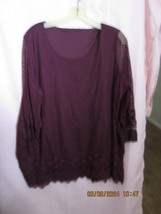 Conrad Burgundy Top/Blouse/Shirt with Lace Embroidery, Large (XL) - £11.97 GBP