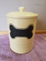 Dog Pet Treat Cookie Snack Jar Canister Ceramic Lidded Dog Bone Chalkboard - $9.99