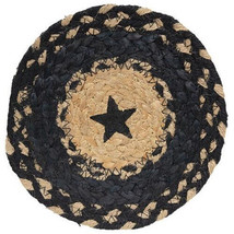 Braided Black Star Jute Trivet 8" Diameter From the Hearthside Collection - £7.37 GBP