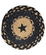 Braided Black Star Jute Trivet 8&quot; Diameter From the Hearthside Collection - £7.30 GBP