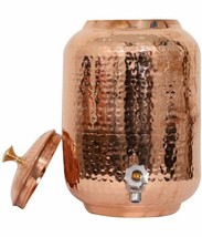 Handamde Hammered Copper Water Dispenser Pot Water Tank (Matka) 8ltr - £71.51 GBP