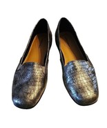 9.5M Comfortview Shoes Leisa #55720 Gunmetal Gray Faux Croc Flats Animal... - £24.25 GBP