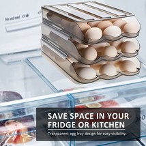 Auto Rolling Egg Holder Storage Box For Refrigerator Egg Tray Fridge Org... - $44.99
