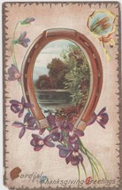 Thanksgiving Greetings Postcard 1915 Horseshoe Canton Ohio - $2.99