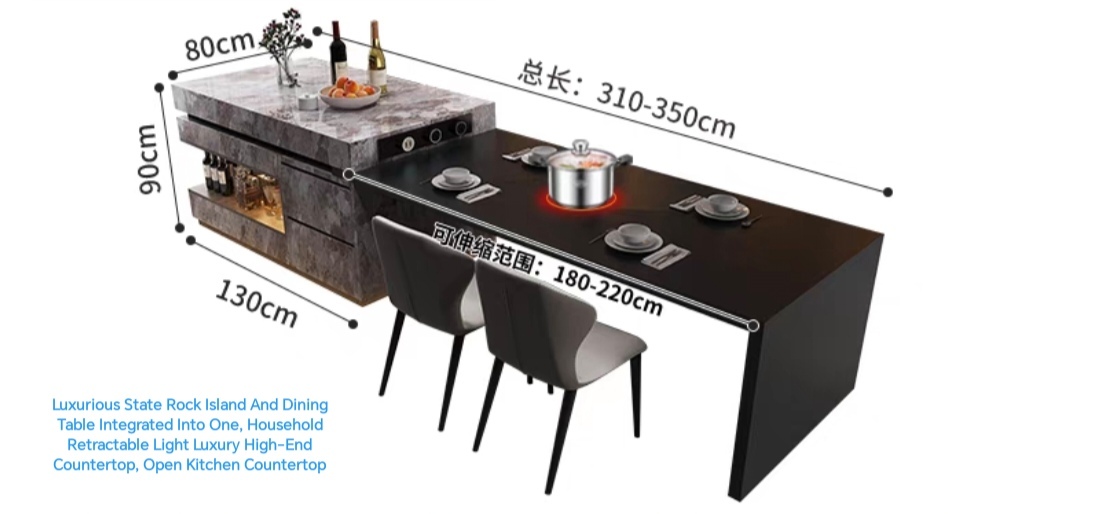 Luxurious State Rock Island And Dining Table Integrated Into One, 3.5 Me... - $5,996.00