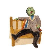 Vintage Frankenstein Drunk Passed Out on Bench Resin Figurine Halloween - £13.30 GBP
