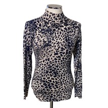 Vertigo Paris Cheetah Print Studded Embellished Long Sleeve Mock Neck To... - £21.84 GBP