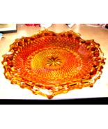 VItg.  Indiana Carnival Glass Shallow Bowl  Iridescent Marigold 10&quot; Ruff... - £22.82 GBP