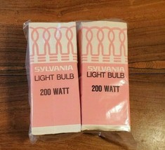 Vintage Set of Two (2) 200 Watt Sylvania Frosted Light Bulbs 120 Volt A2... - $9.90
