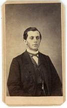 Antique CDV Circa 1860s Tubbs Handsome Young Man With Lazy Eye Binghamton, NY - £11.01 GBP