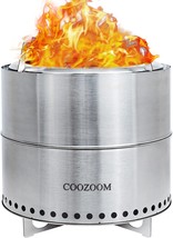 Coozoom 19 Inch Large Smokeless Fire Pit With Stand Portable Stainless Steel - £154.52 GBP