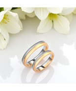 Two-Tone Wedding Bands-14k Wedding Rings-Matching Wedding Set-Custom Rings - $868.49 CAD+