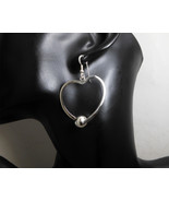 Silver Heart Hoop Earrings, Hoop Drop Earrings 53mm, Womens Valentine&#39;s ... - £31.17 GBP