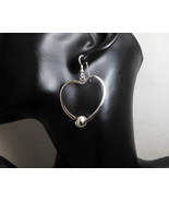Silver Heart Hoop Earrings, Hoop Drop Earrings 53mm, Womens Valentine&#39;s ... - €33,86 EUR