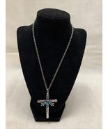 Vintage Silver Tone Cross Pendant 9” Necklace Native American Southweste... - $27.05 CAD