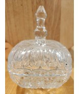 Etched Cut Crystal Glass Trinket Box ~ 3in X 4in - £11.02 GBP