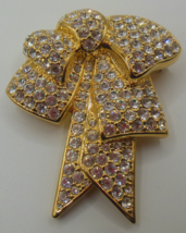 Vintage Signed NOLAN MILLER Clear Pave Rhinestone Ribbon/Bow Brooch 2.3/... - £59.13 GBP