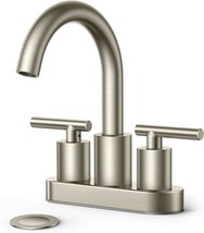 Forious Brushed Nickel Bathroom Faucet 2 Handle, 4 Inch Centerset Bathroom - £38.83 GBP