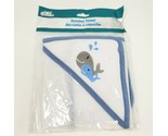 NEW ANGEL OF MINE HOODED TOWEL BABY INFANT WHITE &amp; BLUE WHALES 100% POLY... - £21.53 GBP